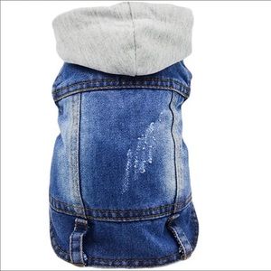 Pet Dog Jean Biker Jacket Distressed hoodie